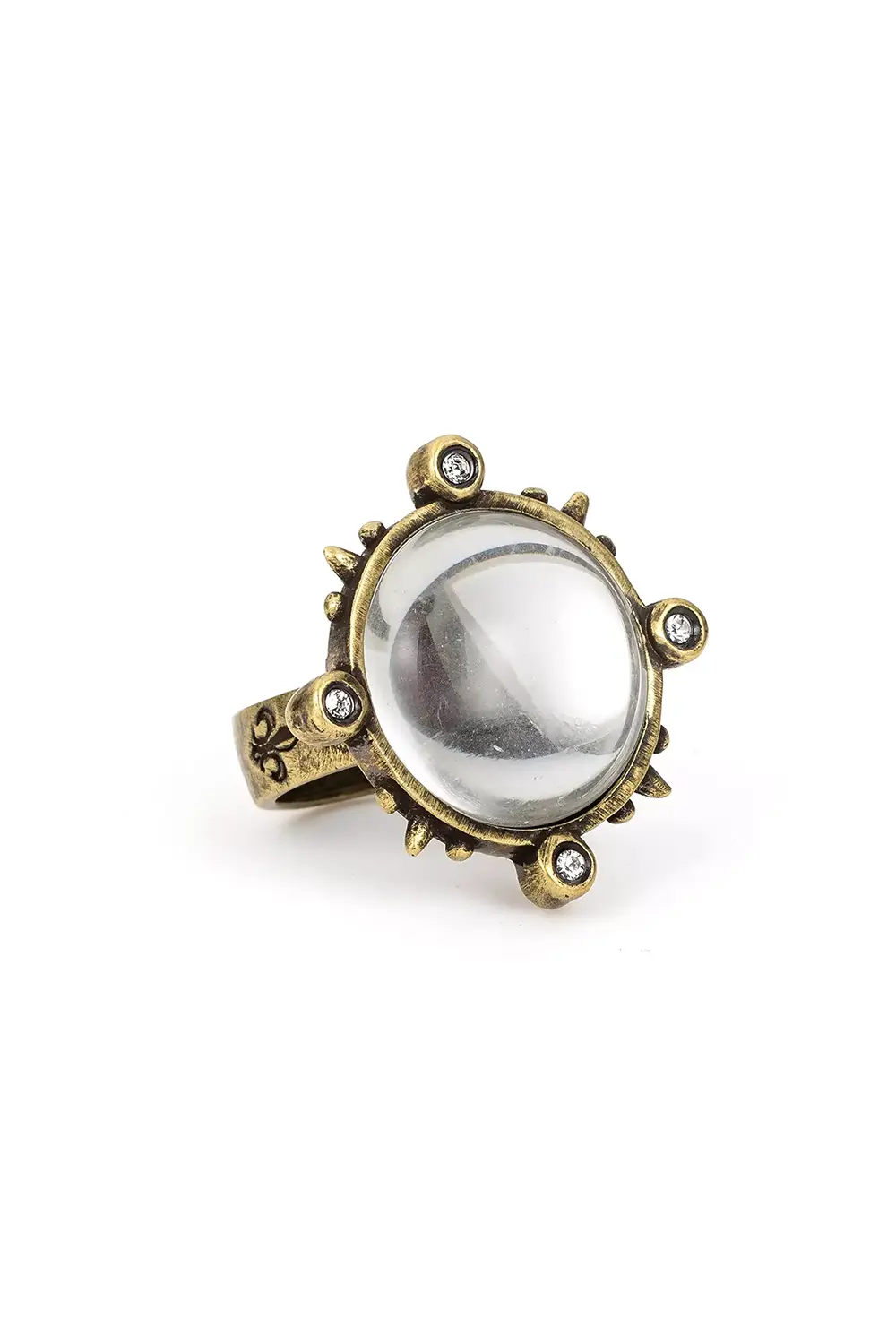 Spiked Ring - Brass, Crystal