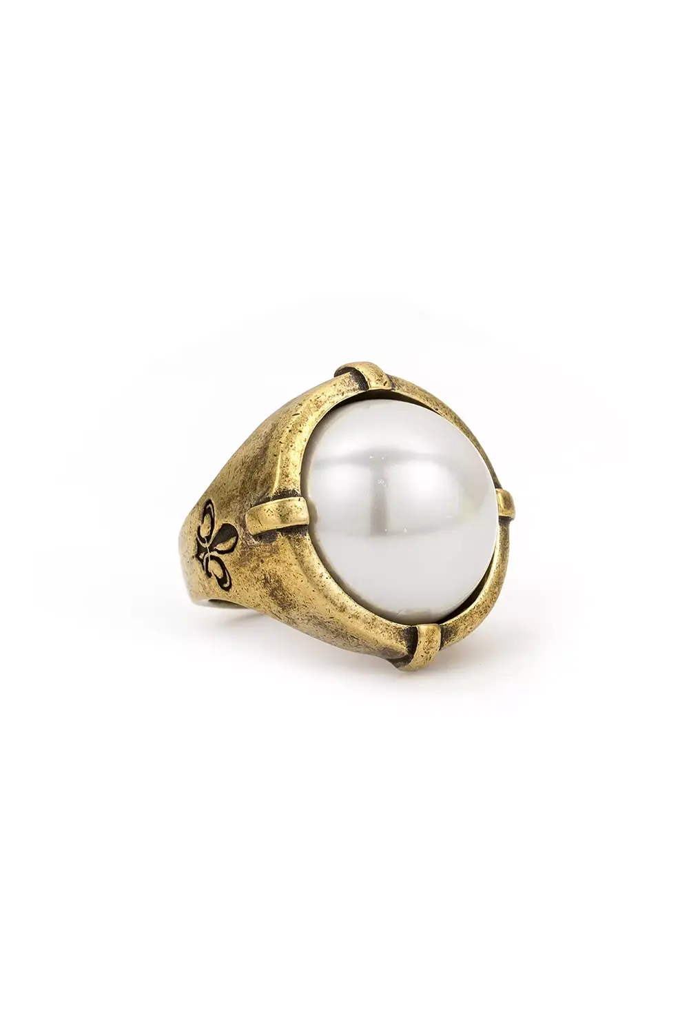 Signet Ring - Brass, Pearl