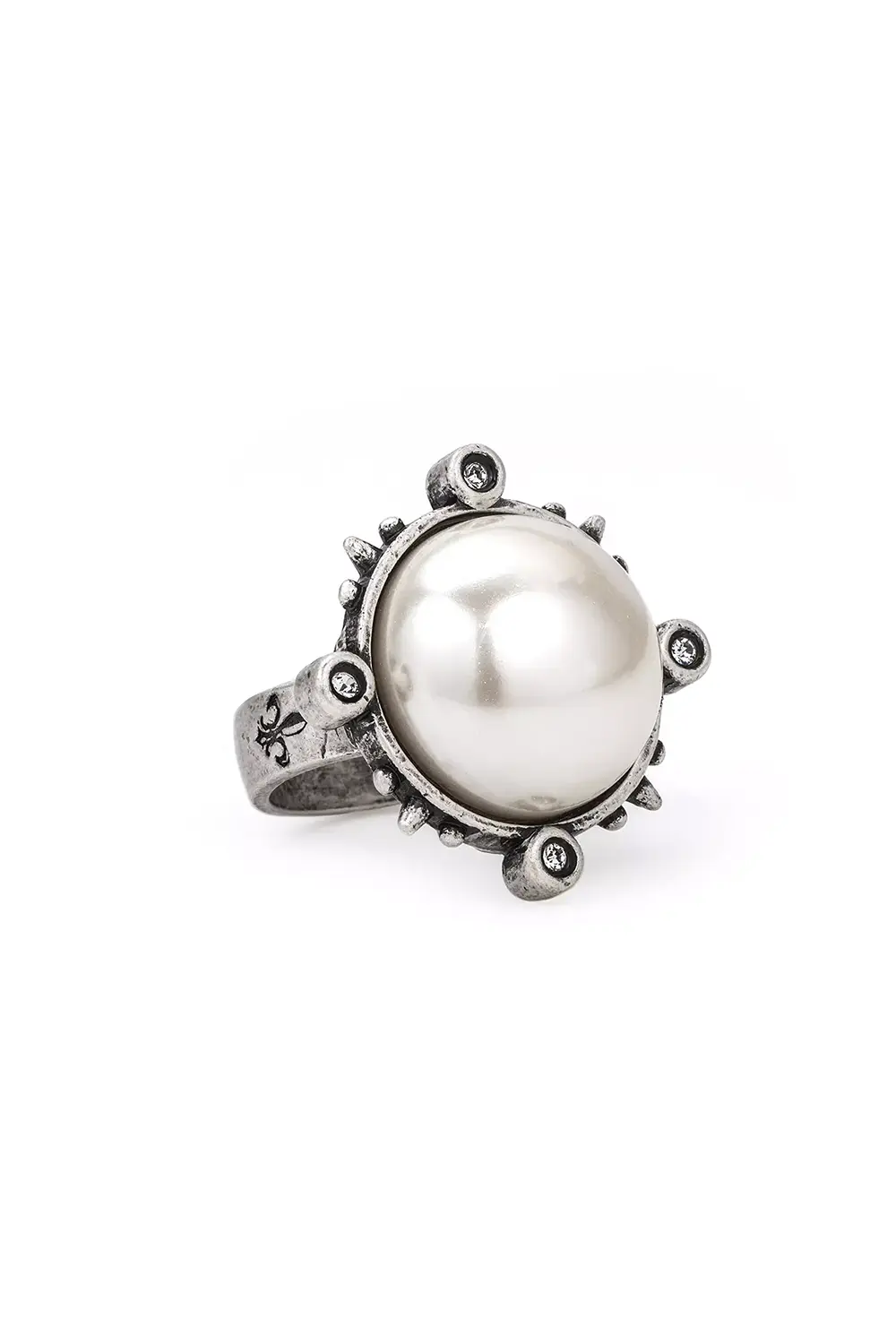 Spiked Ring - Silver, Pearl