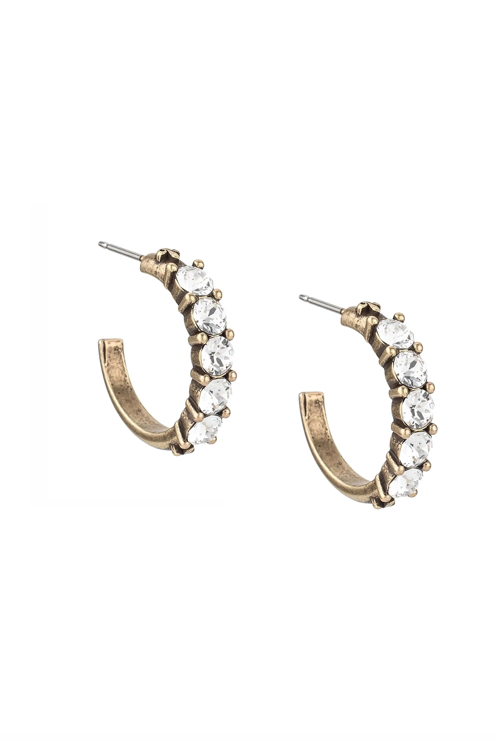 Cinq Austrian Crystal Brass Huggies