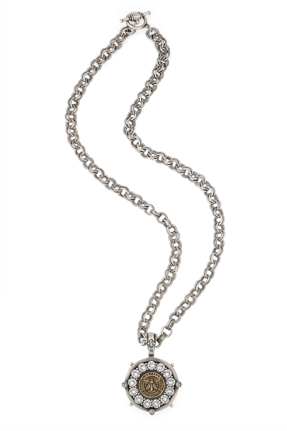 PROVENCE CHAIN WITH MINI ABEILLE MEDALLION AND AUSTRIAN CRYSTAL